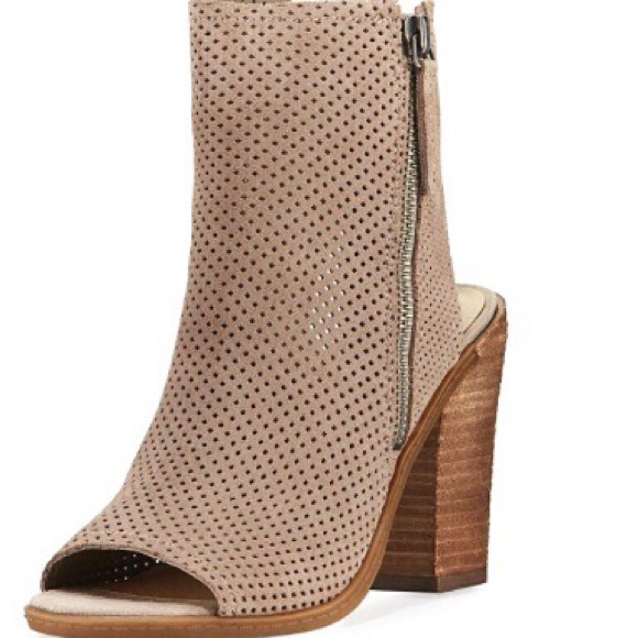 Dolce Vita Noraly Taupe Suede Perforated Bootie - Picture 2 of 7